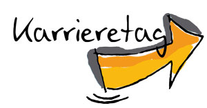 Das Bild zeigt das Logo des Karrieretages - einen orangefarbenen Pfeil