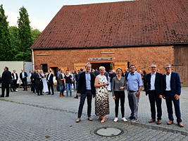 Michael Hans (Wirtschaftsförderung), Cordula Brink (Wirtschaftsförderung), Nicole Büsing (Landschaftsagentur Plus), Kabarettist Kai Magnus Sting, Bürgermeister André Dora, Markus Kissenbeck (Landschaftsagentur Plus)