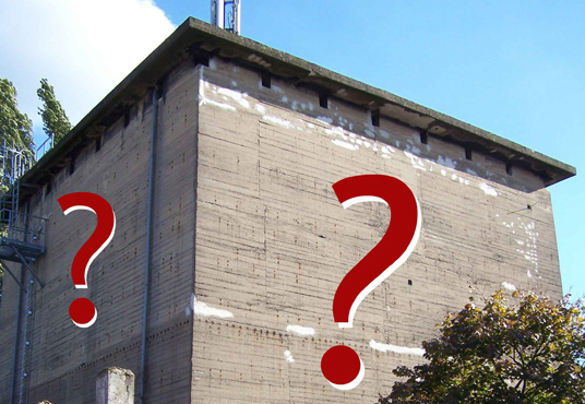 Das Bild zeigt den Bunker an der Uferstraße