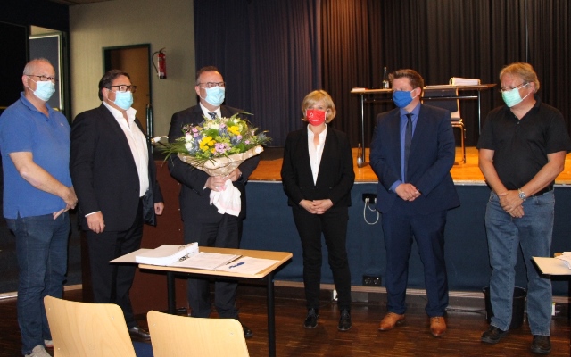 Gruppenbild zu Corona-Zeiten, v.li.: Ludwig Deitermann, Kai Surholt, Bodo Klimpel, Beate Pliete, Andreas Stegemann und Michael Zimmermann.