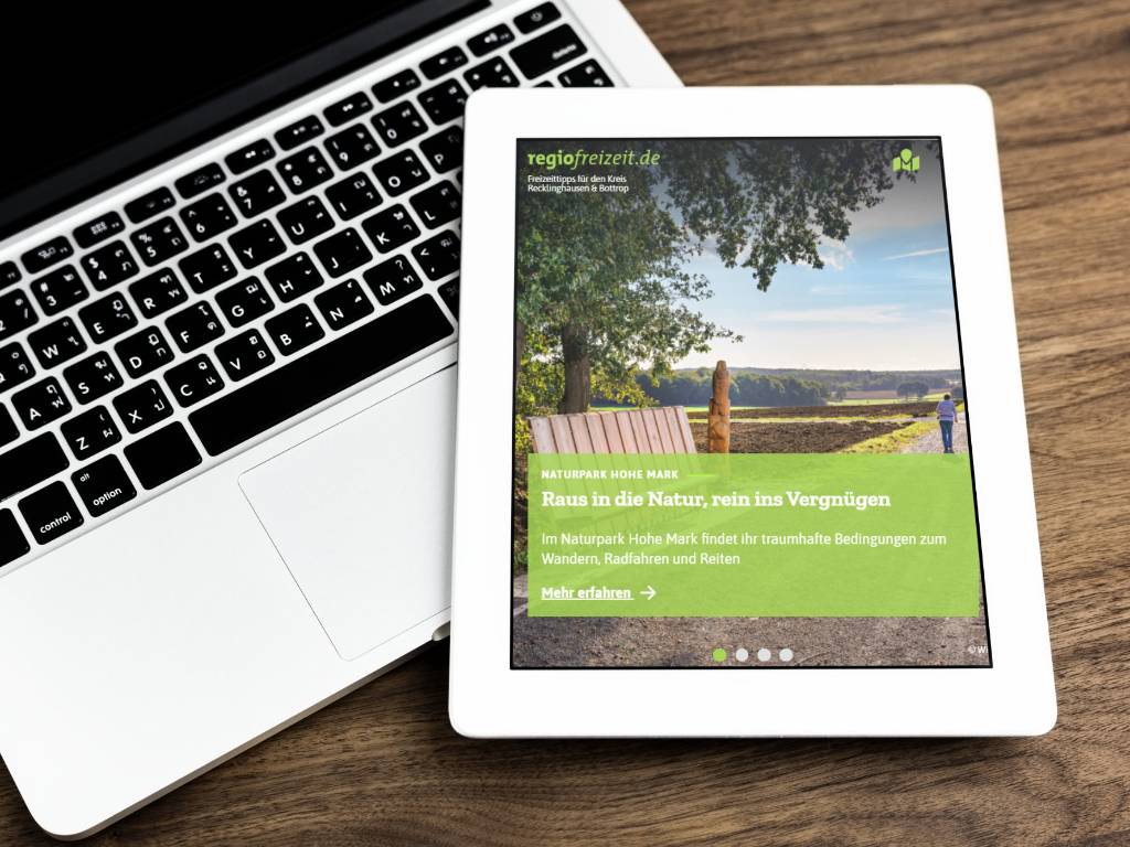 Bild vom Tablet mit Regiofreizeit - Foto Kreis Recklinghausen