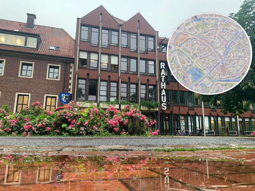 Montage Rathaus und Ausschnitt Karte 