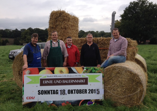 Das Bauernmarkt-Team hat mit der Bewerbung der Veranstaltung begonnen: Hubert Boelker, Stefan Gröpper, Oliver Kelch, Heiner Schwarzhoff, Christian Gehling (v.l.)