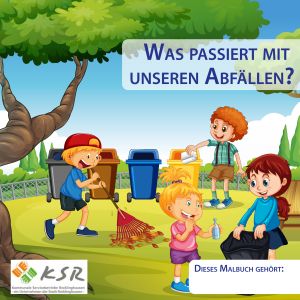 Malbuch Veröffentlichung mit der Angabe: Titelbild Malbuch „Was passiert mit unseren Abfällen“, erstellt durch Firma CREARTIV GmbH, Essen