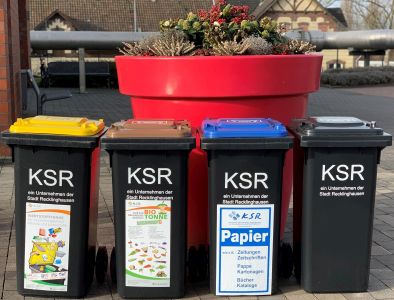 Diverse Mülltonnen. Foto: Stadt RE