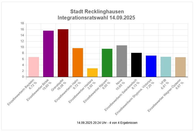 Grafik: Ergebnisse Integrationsratswahl RE 2025.
