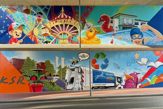 Graffiti-Kunst schmückt jetzt die Bahnbrücke am Hallenbad