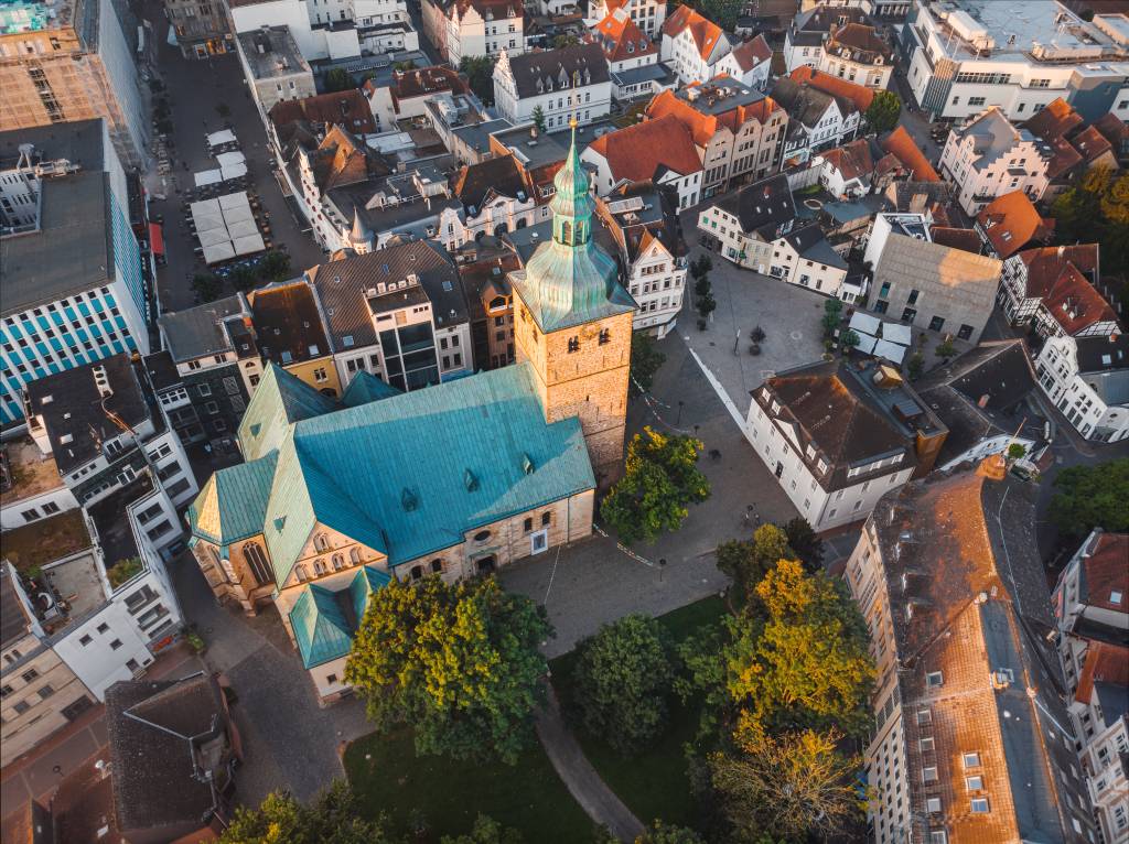 Die Recklingh&auml;user Altstadt aus der Vogelperspektive. Foto: Marcel Blank/Stadt RE