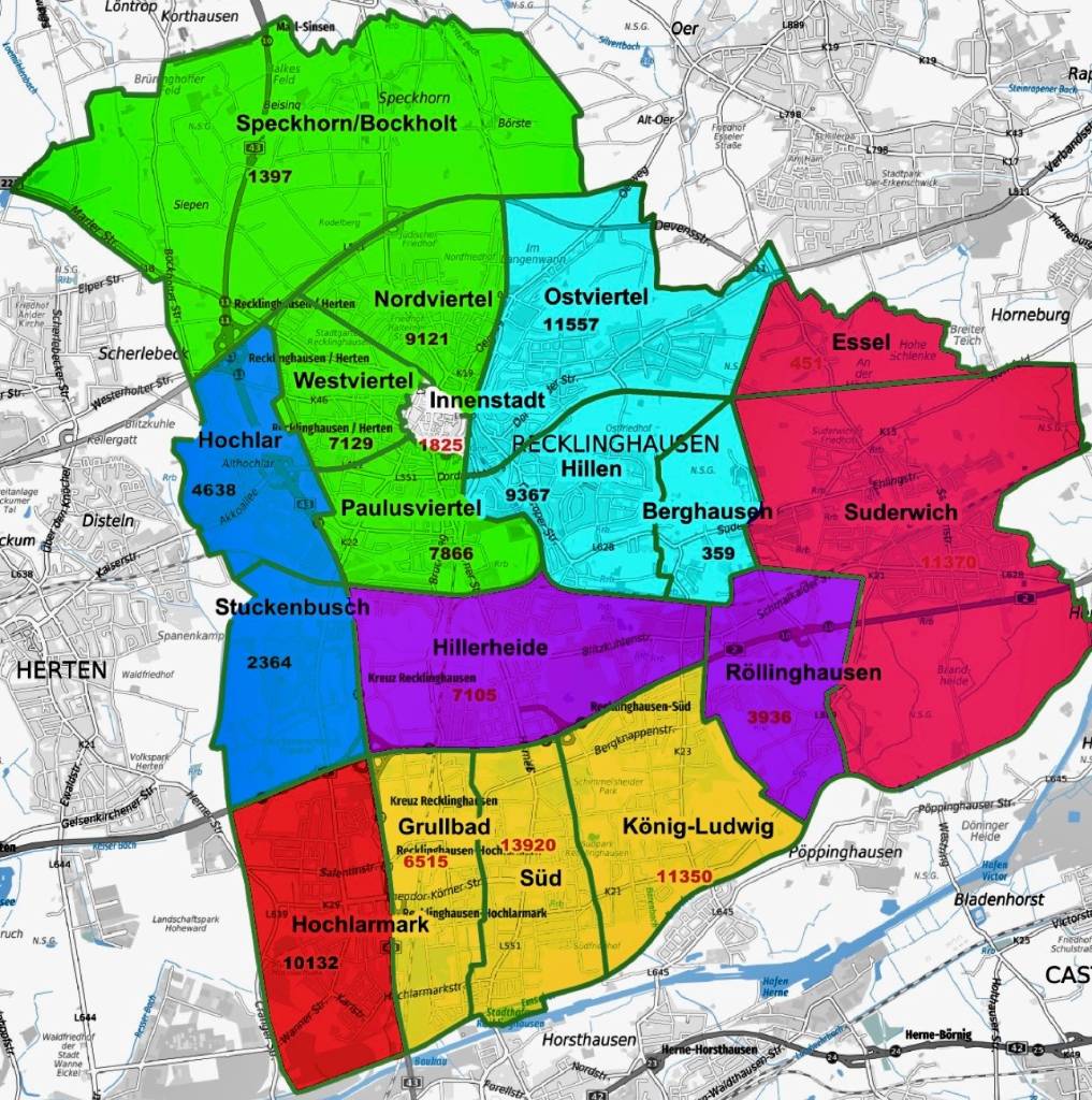 Stadtplan mit allen Ortsteilen. Foto: Stadt RE