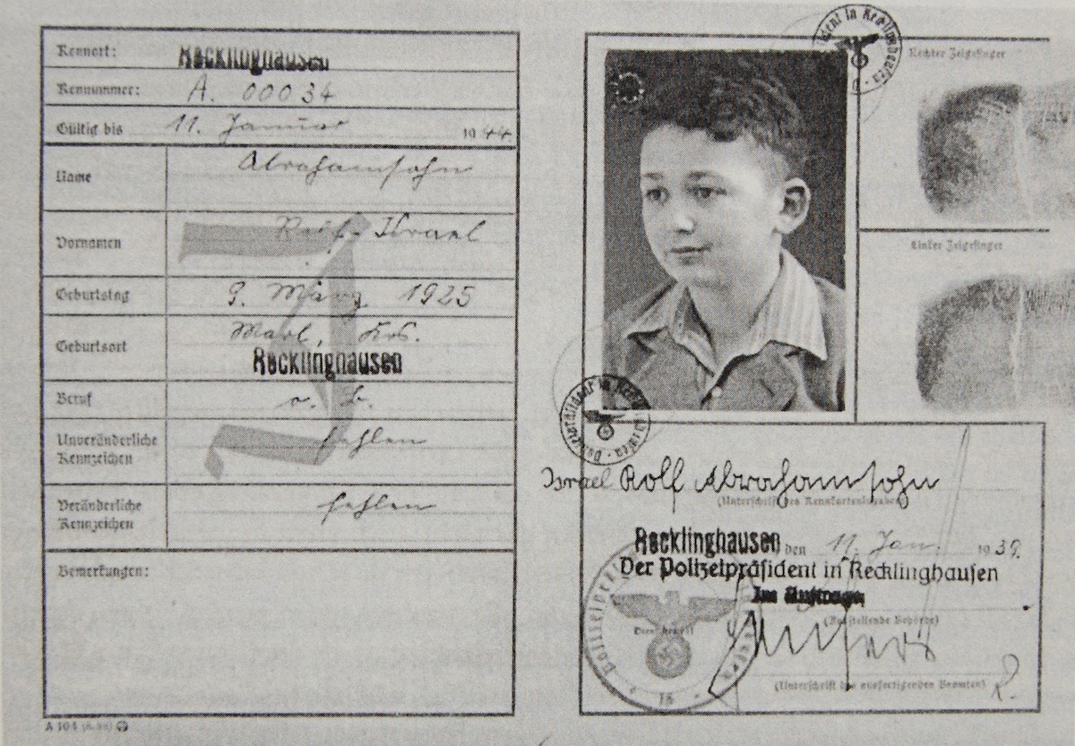 Kennkarte von Rolf Abrahamsohn (Januar 1939) (Foto: Abrahamsohn)