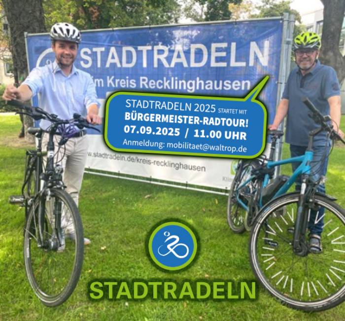 Auf dem Bild: Buergermeister Marcel Mittelbach und Fahrradbeauftragter Burkhard Tiessen